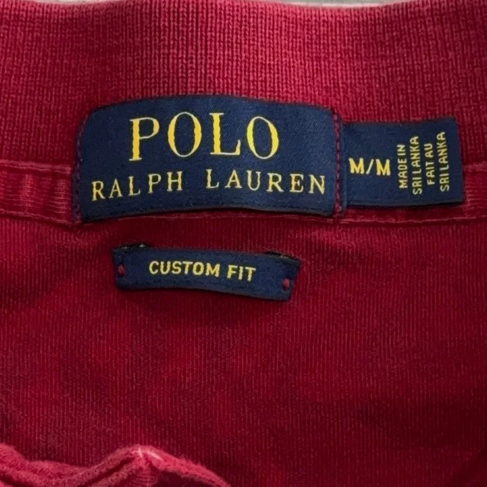 Polo Ralph Lauren Men's Long Sleeve Red Custom Fit Polo Shirt‎ Size Medium